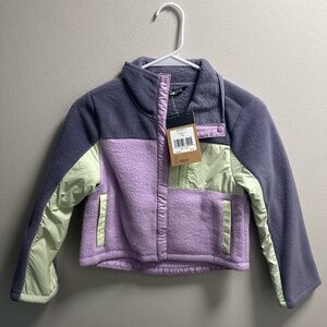 NORTH FACE - NORTHFACE - GIRLS - ZIP UP - JACKET - FLEECE - PURPLE/GREEN - SMALL